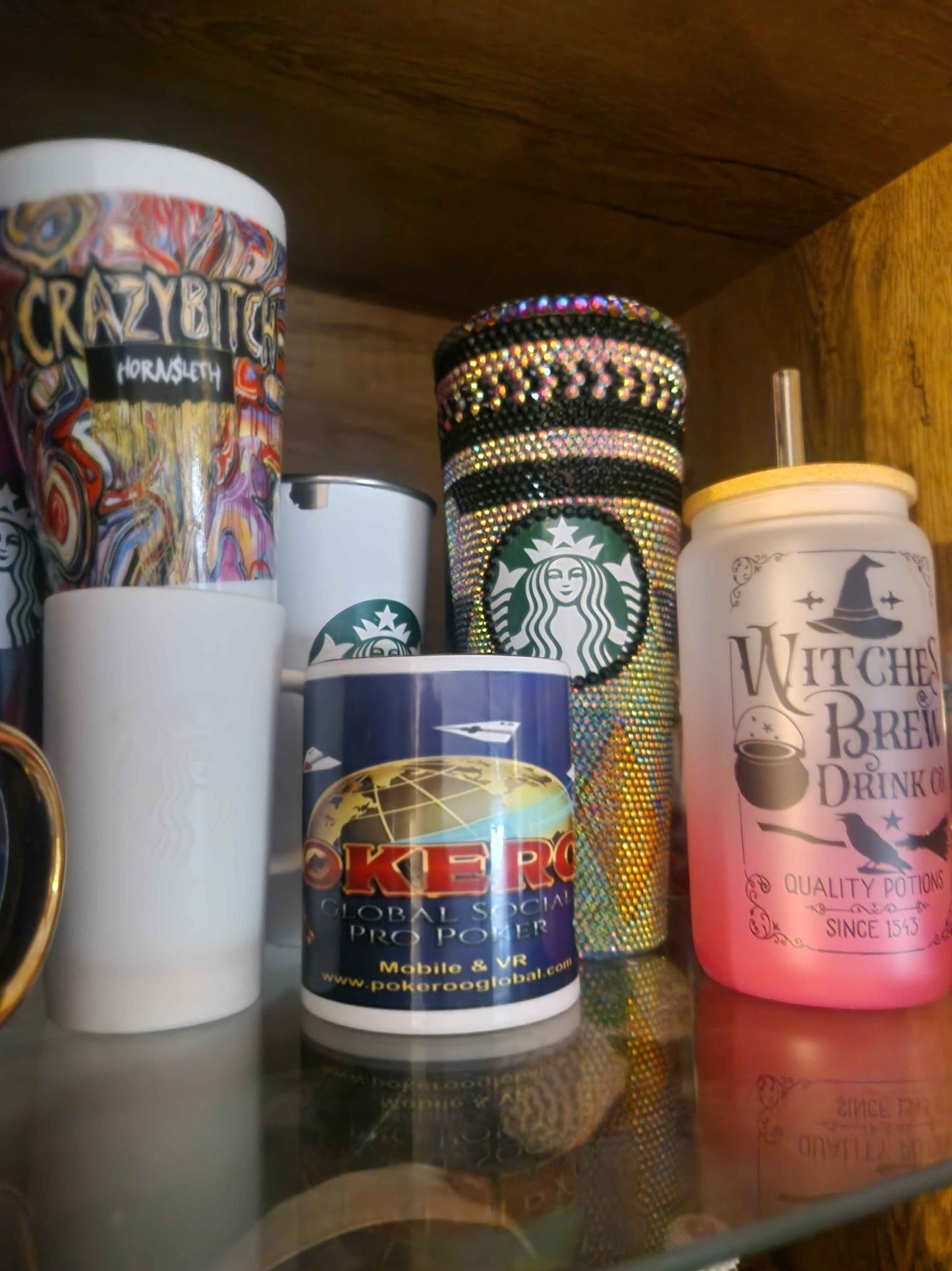 POKEROO White Glossy Mug (blue)