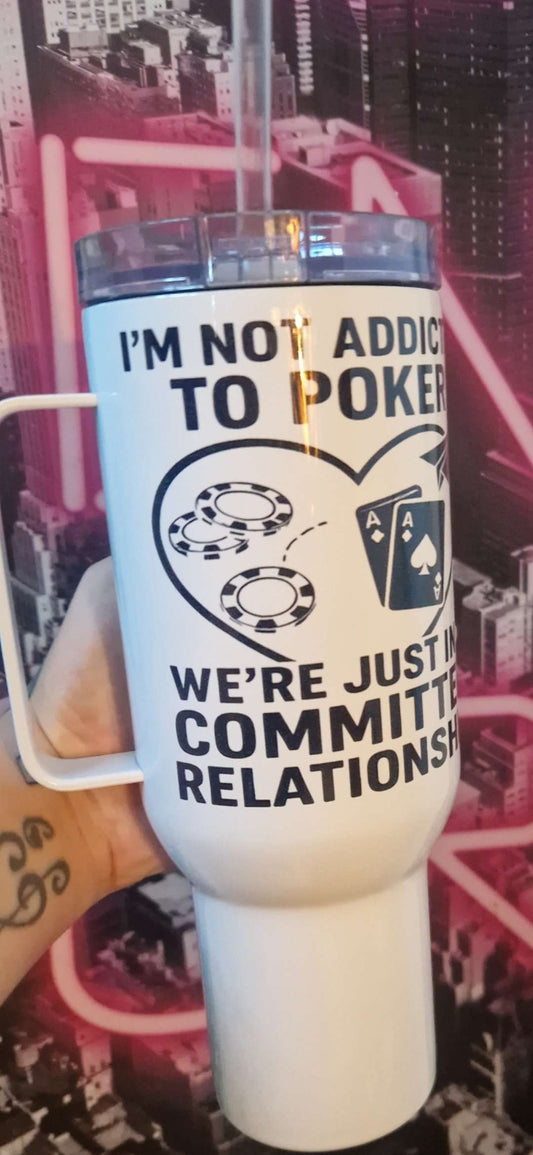 "Addicted" by Cherryblossom Travel Mug with a Handle