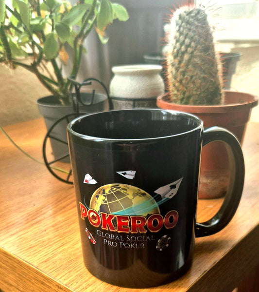 POKEROO Black Glossy Mug 15 oz